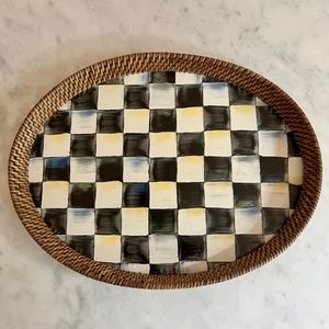 MacKenzie- Childs Courtly Check Rattan & Enamel Tray - Large